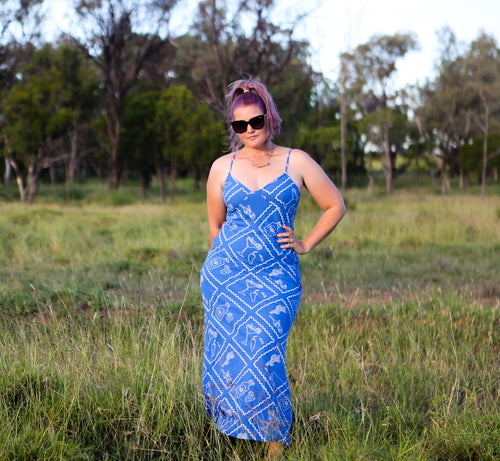*TEQUILA MAXI - Blue with white Print