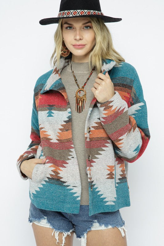 TEAL AZTEC JACKET