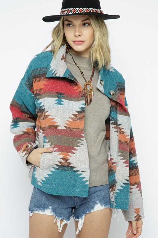 TEAL AZTEC JACKET