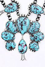 Natural Stone Squash Blossom Tribal Necklace - TURQUOISE