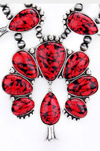 Natural Stone Squash Blossom Tribal Necklace -RED