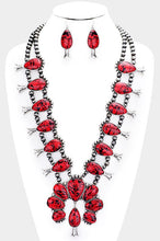 Natural Stone Squash Blossom Tribal Necklace -RED