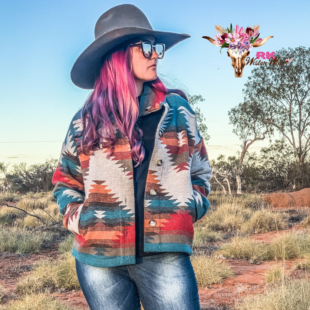 TEAL AZTEC JACKET
