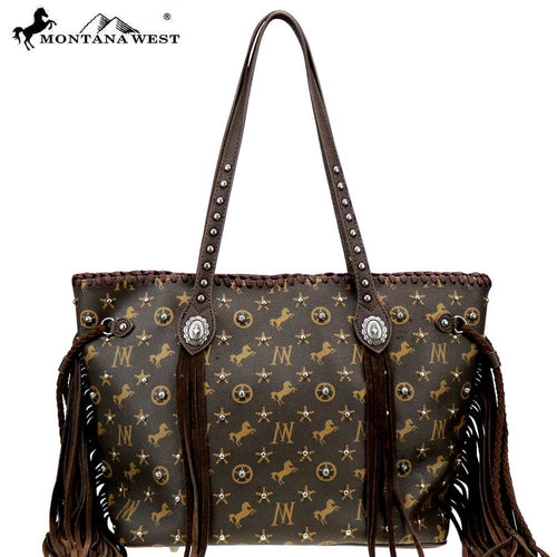 Montana West Signature Monogram Collection Wide Tote