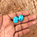 BLUE TURQUOISE OVAL STUD EARRINGS