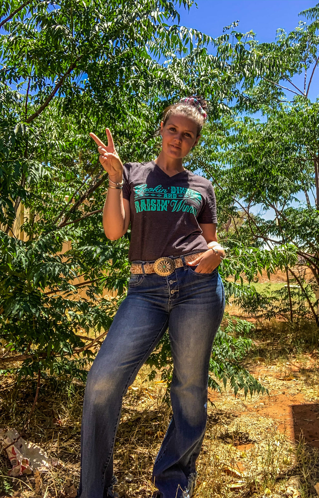 BUTTON DOWN DENIM FLARES