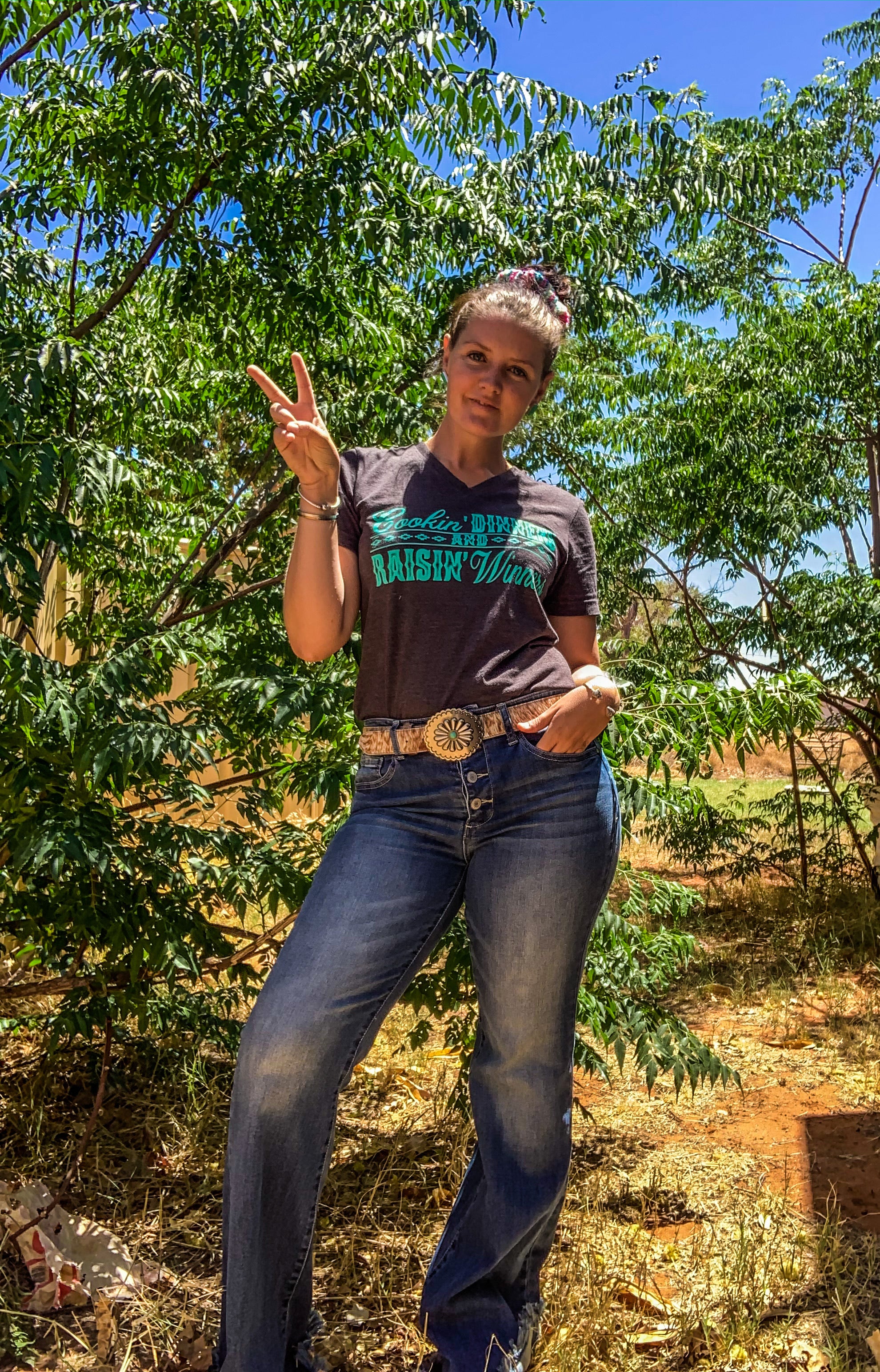 BUTTON DOWN DENIM FLARES