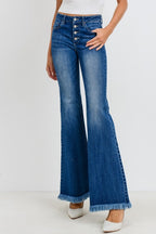 BUTTON DOWN DENIM FLARES